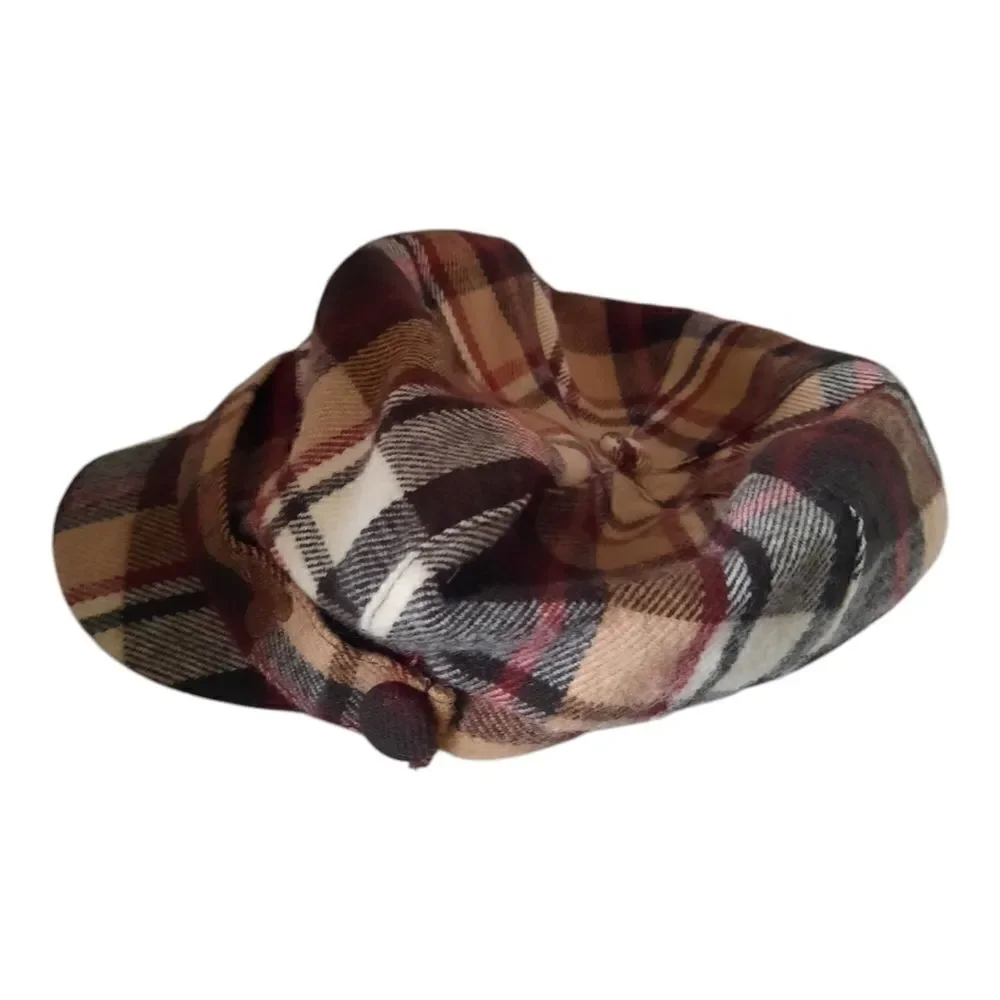 Disney Parks Brown Plaid Newsboy Cap